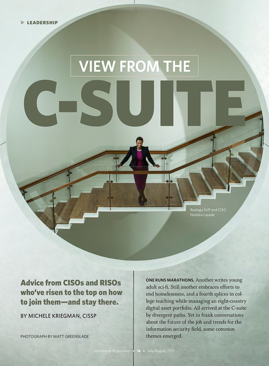 Editorial portrait of Nashira Layade, photographed for InfoSecurity Professional Magazine. Tabbie Award for Design 2018, Honorable mention.